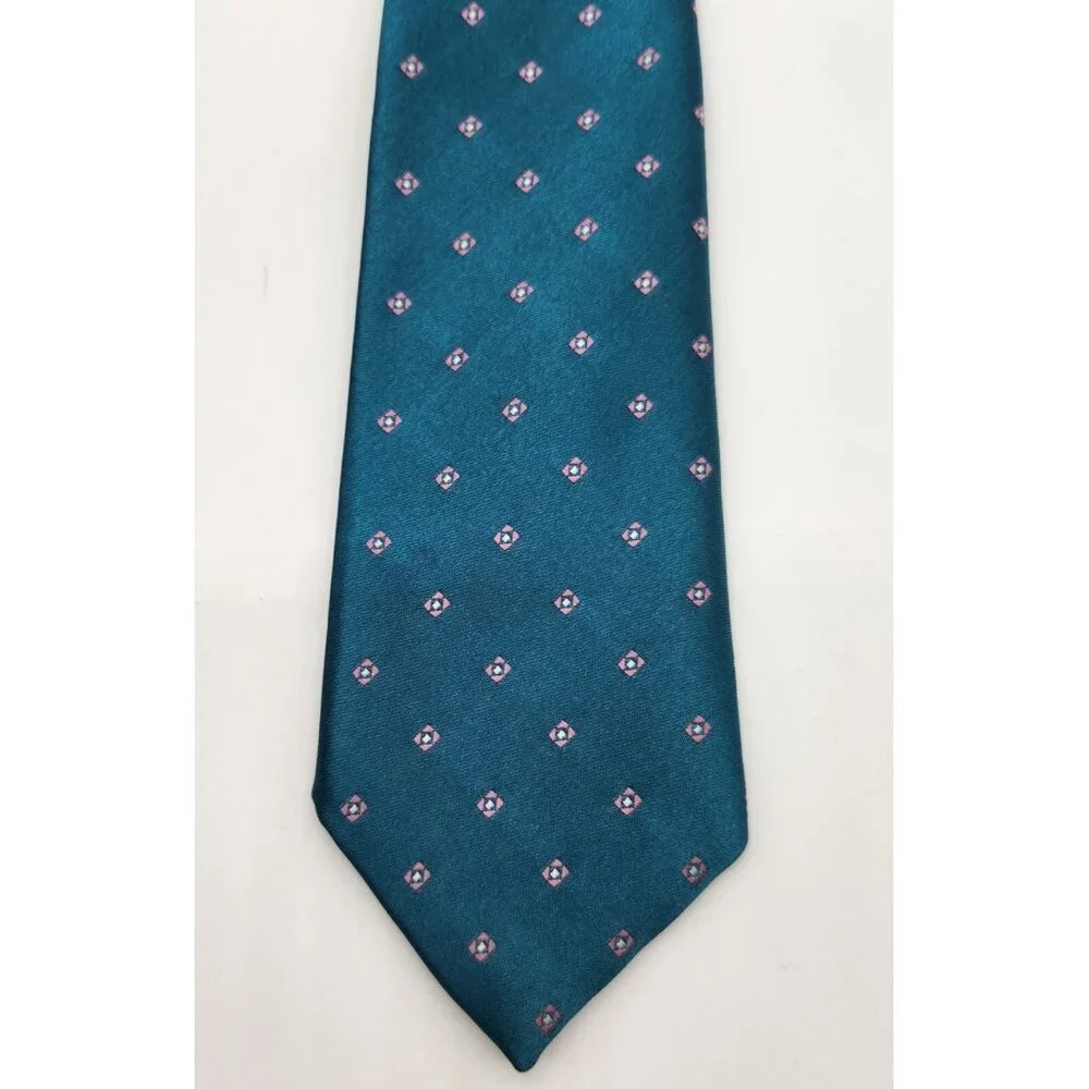 Vintage Sears The Mens Store‎ Tie Necktie Turquoise Blue and Pink Polk Dot EUC